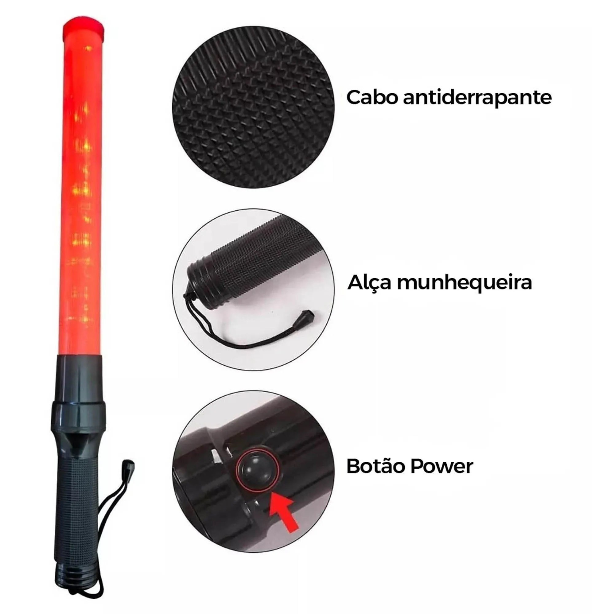 Bastao Sinalizador 2 Cores Led Kit 6 Unidades Fluorescente Emergencia Lanterna Sinalizaçao Fiscaliza - 4