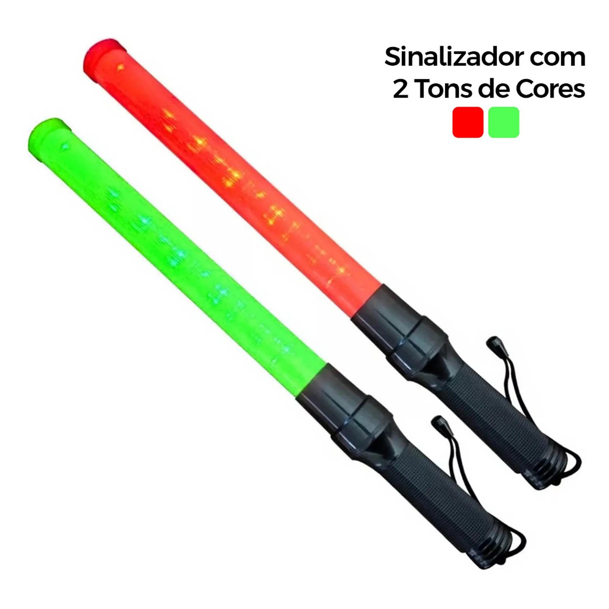 Bastao Sinalizador 2 Cores Led Kit 6 Unidades Fluorescente Emergencia Lanterna Sinalizaçao Fiscaliza - 2