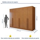 Ver imagem 4 de Guarda-Roupa Casal 6 Portas 4 Gavetas 270cm Bertha Amêndoa Clean