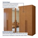 Ver imagem 5 de Guarda-Roupa Casal 6 Portas 4 Gavetas com Espelho 270cm Bertha Amêndoa Clean