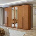 Ver imagem 1 de Guarda-Roupa Casal 6 Portas 4 Gavetas com Espelho 270cm Bertha Amêndoa Clean