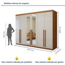 Ver imagem 3 de Guarda-Roupa Casal 6 Portas 4 Gavetas com Espelho 270cm Bertha Amêndoa Clean/Off White