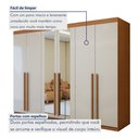 Ver imagem 5 de Guarda-Roupa Casal 6 Portas 4 Gavetas com Espelho 270cm Bertha Amêndoa Clean/Off White