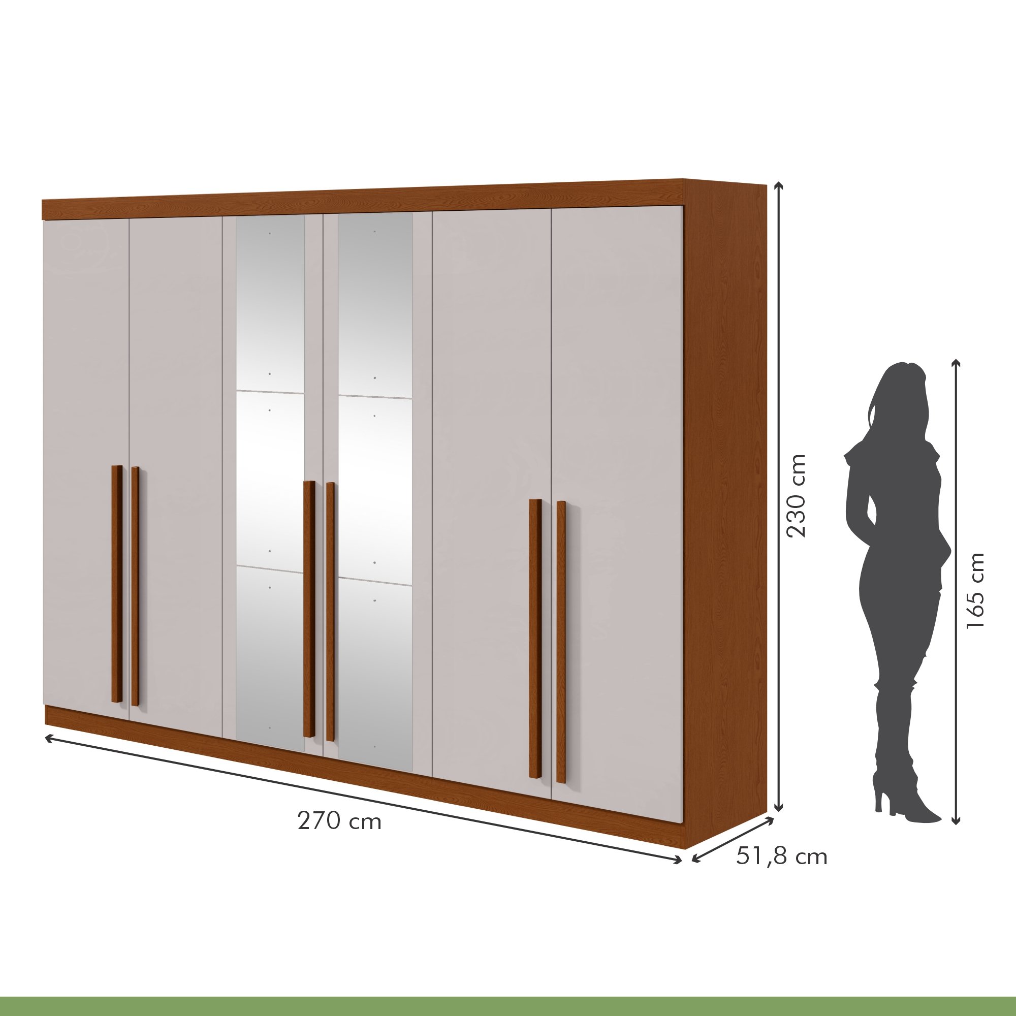 Guarda-roupa 6 Portas 4 Gavetas Bertha com Espelho - 7