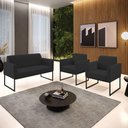 Ver imagem 7 de Sofá Namoradeira com 2 Poltronas Base Industrial Preto Marisa Veludo Preto D03 - D'Rossi