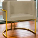 Ver imagem 6 de Poltrona Decorativa Recepção Luna Suede Cores Base de Ferro Dourada - Nude, Suede