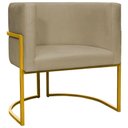 Ver imagem 1 de Poltrona Decorativa Recepção Luna Suede Cores Base de Ferro Dourada - Nude, Suede