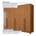 Ver imagem 6 de Guarda-Roupa Casal 6 Portas 4 Gavetas com Pés 270cm Bertha Amêndoa Clean