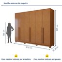 Ver imagem 3 de Guarda-Roupa Casal 6 Portas 4 Gavetas com Pés 270cm Bertha Amêndoa Clean