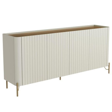 Aparador Buffet Sala de Jantar 4 Portas Brise Pés Industrial Dourado Naim I03 Luna Louro - Lyam