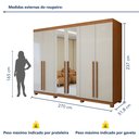 Ver imagem 3 de Guarda-Roupa Casal 6 Portas 4 Gavetas com Espelho e Pés 270cm Bertha Amêndoa Clean/Off White