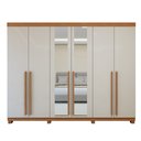 Ver imagem 2 de Guarda-Roupa Casal 6 Portas 4 Gavetas com Espelho e Pés 270cm Bertha Amêndoa Clean/Off White