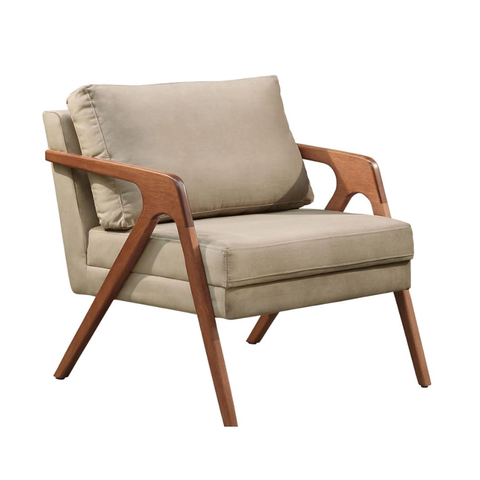Poltrona Decorativa Mona Luxo - Veludo Bege