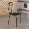 Kit 6 Cadeiras de Cozinha Texas Liso Preto Pés de Ferro Cromo Preto - Pallazio - 2