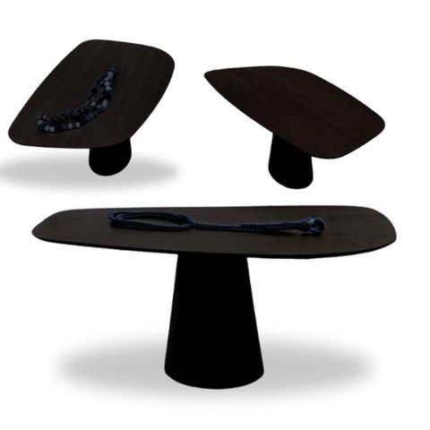 Mesa de Jantar Cone Organica Flower 180x100cm Madeira Ébano