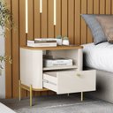 Ver imagem 3 de Mesa de Cabeceira Slim Tucupi Off White com Nature Pe Dourado - Moveis Jb