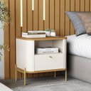 Ver imagem 2 de Mesa de Cabeceira Slim Tucupi Off White com Nature Pe Dourado - Moveis Jb