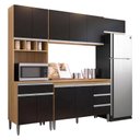 Ver imagem 1 de Cozinha com Balcão e Tampo 120 Cm Andréia Amendoa Preto - Ajl
