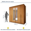 Ver imagem 3 de Guarda-Roupa Casal 6 Portas 4 Gavetas com Espelho MDF 230cm Alonzo Amêndoa Clean