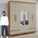 Ver imagem 5 de Guarda-Roupa 6 Portas 4 Gavetas Argus com Espelho e com Pés
