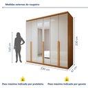 Ver imagem 3 de Guarda-Roupa Casal 6 Portas 4 Gavetas com Espelho MDF 230cm Alonzo Marrom Amêndoa Clean/Off White
