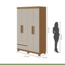 Ver imagem 3 de Guarda-roupa 4 Portas 2 Gavetas Zeus com Pés