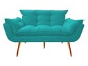 Ver imagem 2 de Kit Namoradeira + Poltrona Decorativa Opala Suede Azul Tifany Pés Madeira Ms Decor