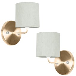 Kit 2 Arandela New Cobre Cupula Cilíndrica Linho Claro - 1