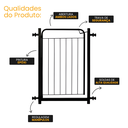 Ver imagem 4 de Grade Proteção Segurança Portão Pet 80cm Preto Bebê Cão com Extensor 2 de 20cm e 1 de 15cm Itagold