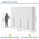 Ver imagem 4 de Guarda-Roupa Casal 6 Portas 4 Gavetas com Pés MDF 230cm Alonzo Branco