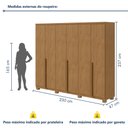 Ver imagem 4 de Guarda-Roupa Casal 6 Portas 4 Gavetas com Pés MDF 230cm Alonzo Amêndoa Clean