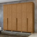 Ver imagem 1 de Guarda-Roupa Casal 6 Portas 4 Gavetas com Pés MDF 230cm Alonzo Amêndoa Clean