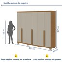 Ver imagem 4 de Guarda-Roupa Casal 6 Portas 4 Gavetas com Pés MDF 230cm Alonzo Marrom Amêndoa Clean/Off White
