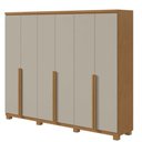 Ver imagem 3 de Guarda-Roupa Casal 6 Portas 4 Gavetas com Pés MDF 230cm Alonzo Marrom Amêndoa Clean/Off White