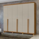 Ver imagem 1 de Guarda-Roupa Casal 6 Portas 4 Gavetas com Pés MDF 230cm Alonzo Marrom Amêndoa Clean/Off White