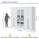 Ver imagem 3 de Guarda-roupa 6 Portas 4 Gavetas 100% Mdf Alonzo com Espelho e com Pés