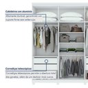 Ver mais imagens de Guarda-Roupa Casal 6 Portas 4 Gavetas com Espelho e Pés MDF 230cm Alonzo Branco