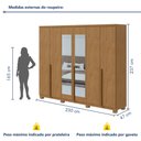 Ver imagem 3 de Guarda-roupa 6 Portas 4 Gavetas 100% Mdf Alonzo com Espelho e com Pés