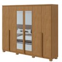Ver imagem 2 de Guarda-Roupa Casal 6 Portas 4 Gavetas com Espelho e Pés MDF 230cm Alonzo Amêndoa Clean