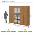 Ver imagem 3 de Guarda-Roupa Casal 6 Portas 4 Gavetas com Espelho e Pés MDF 230cm Alonzo Amêndoa Clean