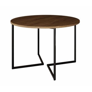 Mesa de Jantar Industrial Base De Ferro Preto em V Tampo 110 Amêndoa