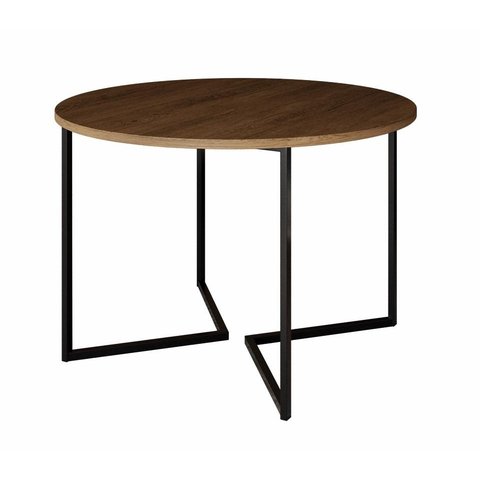 Mesa de Jantar Industrial Base De Ferro Preto em V Tampo 110 Amêndoa