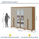 Ver imagem 3 de Guarda-Roupa Casal 6 Portas 4 Gavetas com Espelho e Pés MDF 230cm Alonzo Marrom Amêndoa Clean/Off White