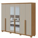 Ver imagem 2 de Guarda-Roupa Casal 6 Portas 4 Gavetas com Espelho e Pés MDF 230cm Alonzo Marrom Amêndoa Clean/Off White