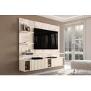 Ver imagem 3 de Painel para Tv até 65'' 3 Portas Led Bancada Suspensa Atena Calacata Off White - Madetec