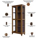 Ver imagem 5 de Kit Cristaleira 2 Portas Vidro com Aparador para Sala de Estar 90cm Madeira Maciça Aton S05 Ipê -