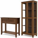 Ver imagem 2 de Kit Cristaleira 2 Portas Vidro com Aparador para Sala de Estar 90cm Madeira Maciça Aton S05 Ipê -