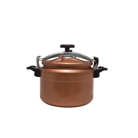 Panela Alta Pressão Indução Antiaderente Revestimento Mármore Cerâmico 10 Litros Bronze