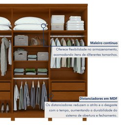 Guarda-roupa 6 Portas 4 Gavetas 100% Mdf Alonzo com Espelho e com Pés - 10 Guarda-roupa 6 Portas 4 Gavetas 100% Mdf Alonzo com Espelho e com Pés - 10