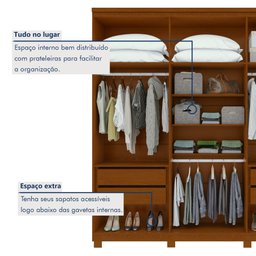 Guarda-roupa 6 Portas 4 Gavetas 100% Mdf Alonzo com Espelho e com Pés - 9 Guarda-roupa 6 Portas 4 Gavetas 100% Mdf Alonzo com Espelho e com Pés - 9